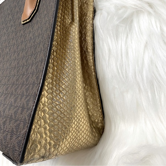 Michael Kors Studio Large Mercer Gold/Brown purse - Picture 3 of 16